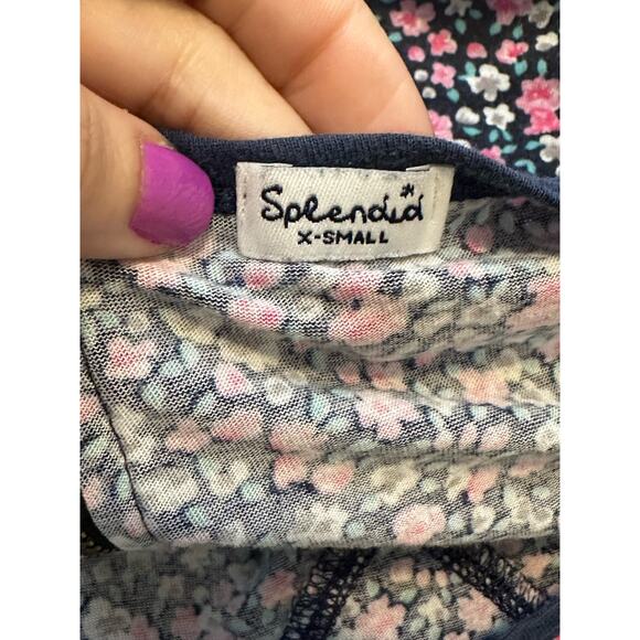 Splendid blue floral short sleeves top size XS - Picture 3 of 13